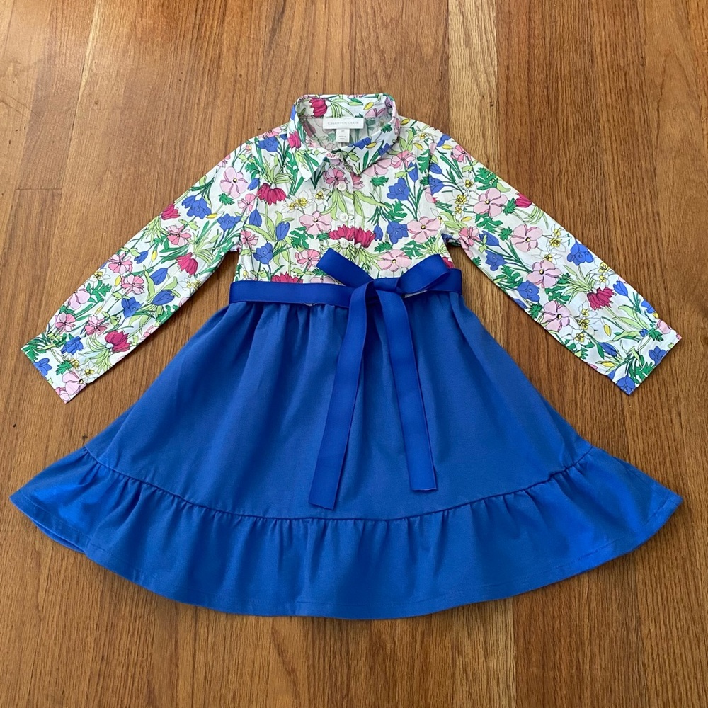 Charter Club Floral Dress with Blue Skirt and Bow